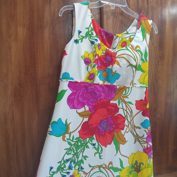 Vintage 1970s Swirl Inc Bright Summer Neon Floral Maxi Dress Large Retro Groovy - Picture 10 of 16